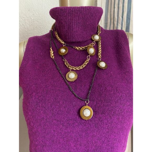 EUC Subversive for Target Tiered Beaded Mixed Chain Metals Necklace - Picture 2 of 4